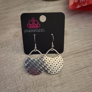 Paparazzi Textured Silver Earrings